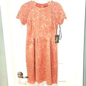 Vince Camuto Peach Lace Midi Dress